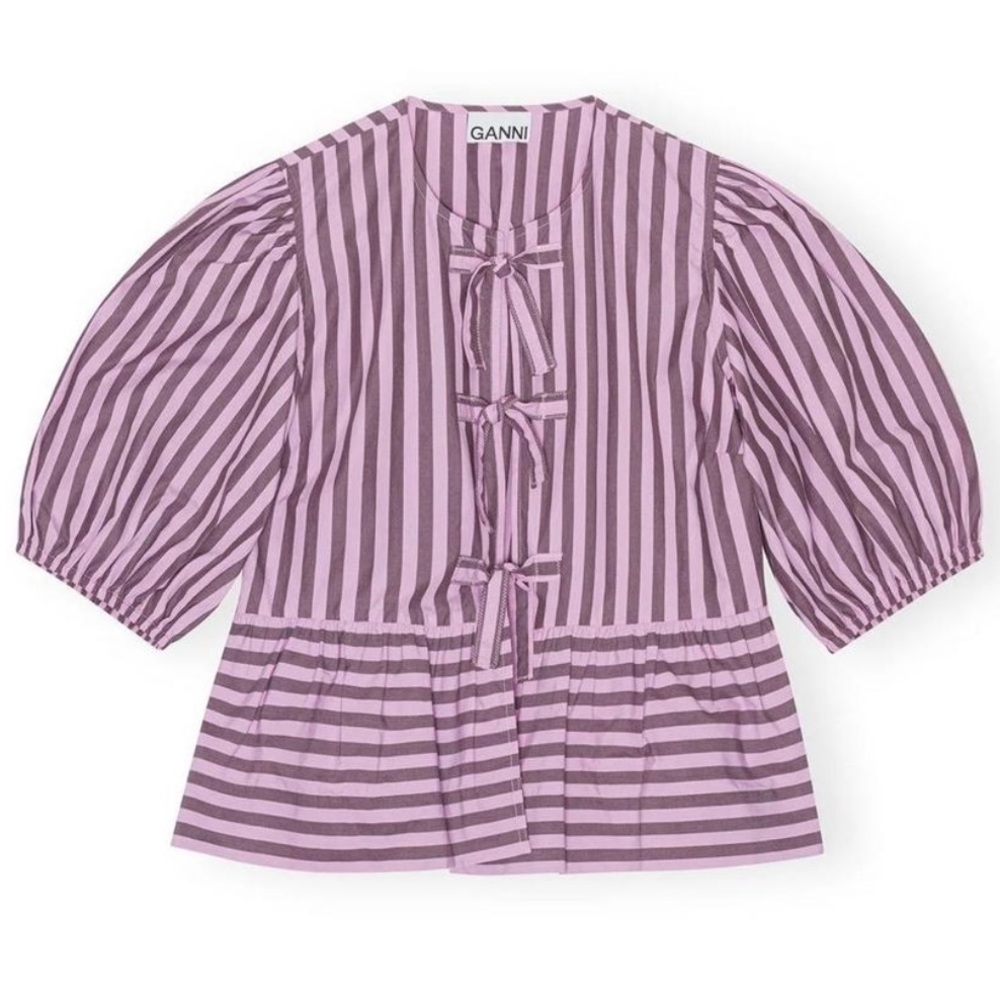 Ganni Striped Tie up Blouse